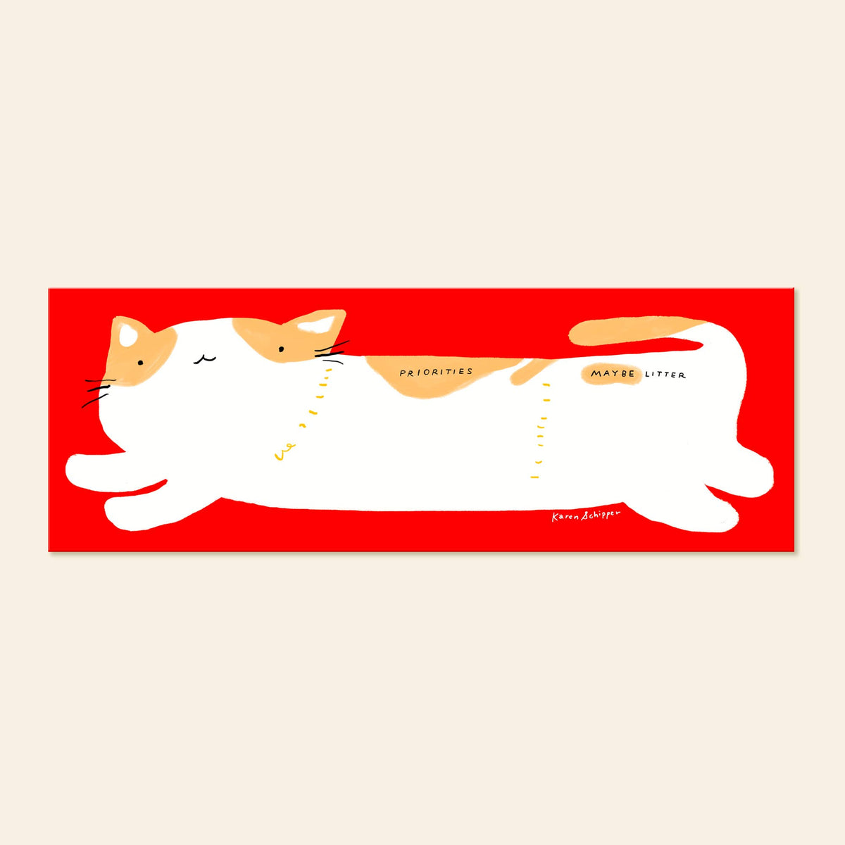 Red cat weekly desk planner pad with a white cat illustration and labeled writing sections