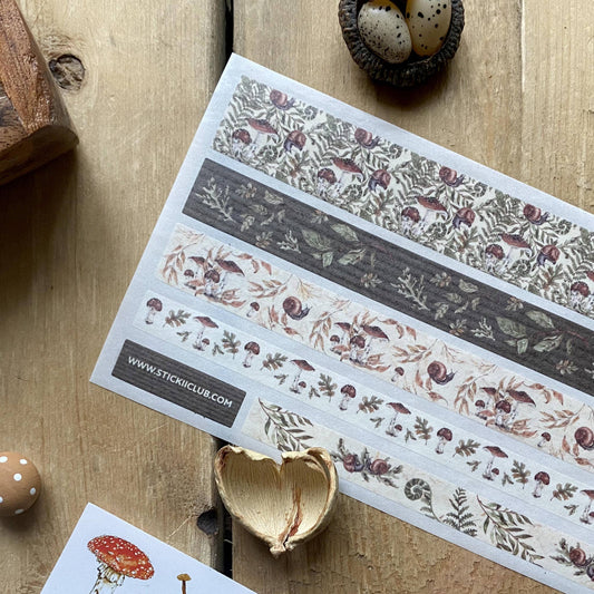 Mushroom Washi Strips Sticker Sheet