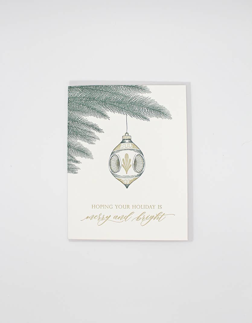 Merry and Bright Letterpress Greeting Card