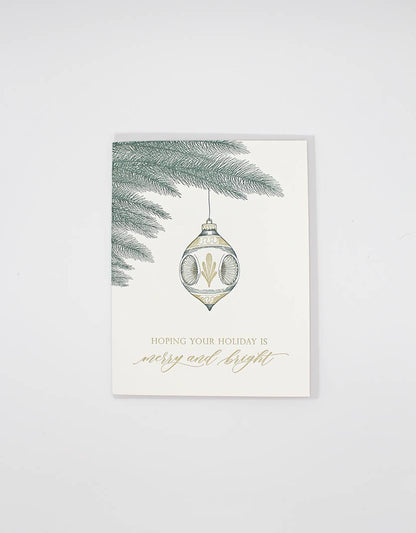 Merry and Bright Letterpress Greeting Card