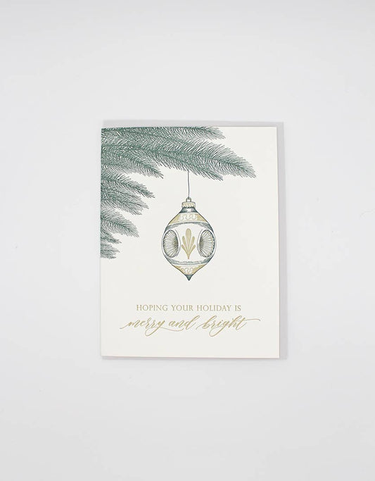 Merry and Bright Letterpress Greeting Card