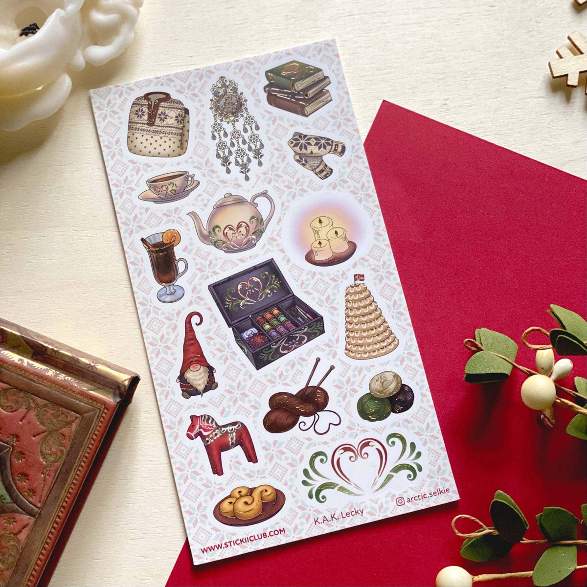 Old-Fashioned Nordic Winter Sticker Sheet
