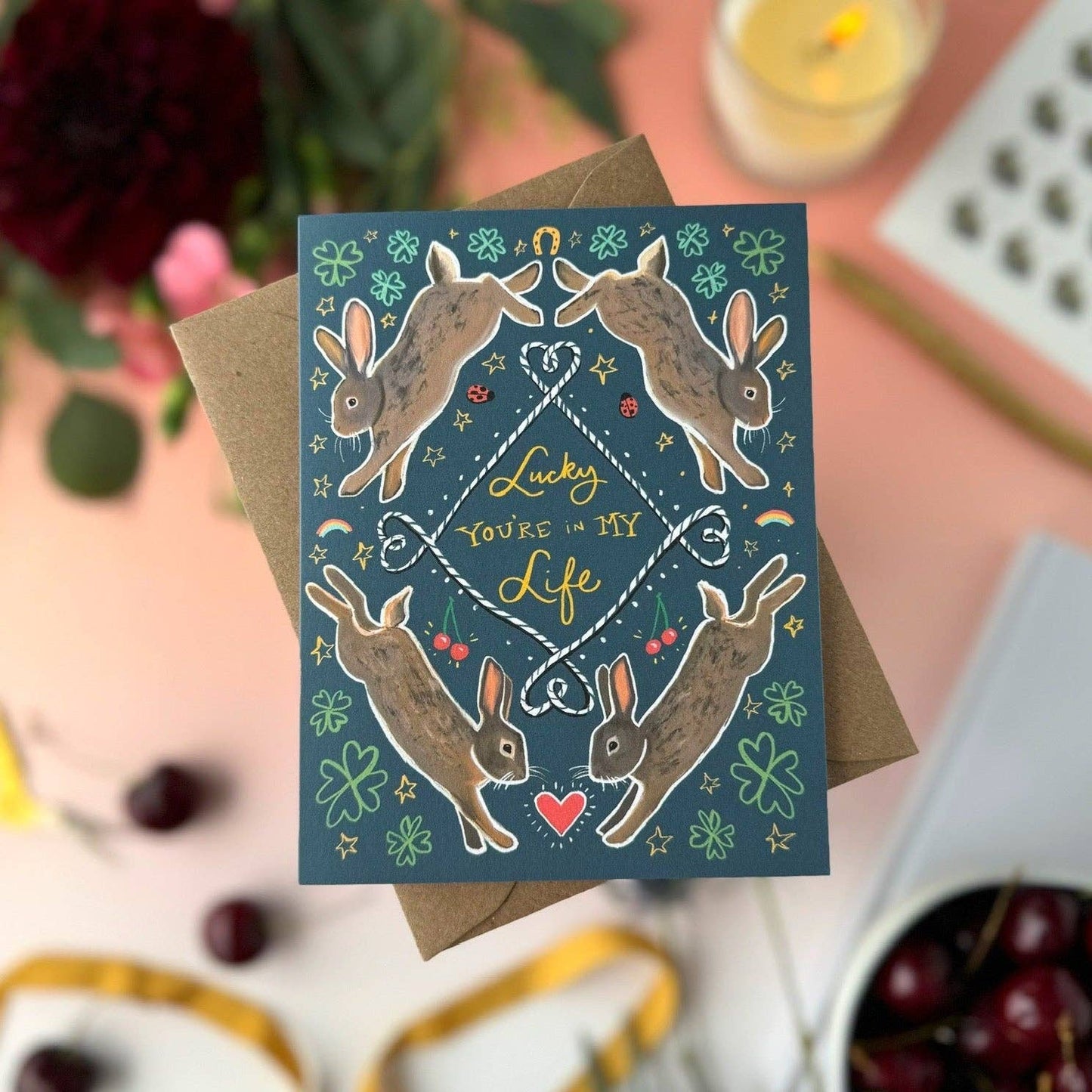 Lucky You're in My Life Rabbit — Valentine's Day, Love, Anniversary, Thank you Card
