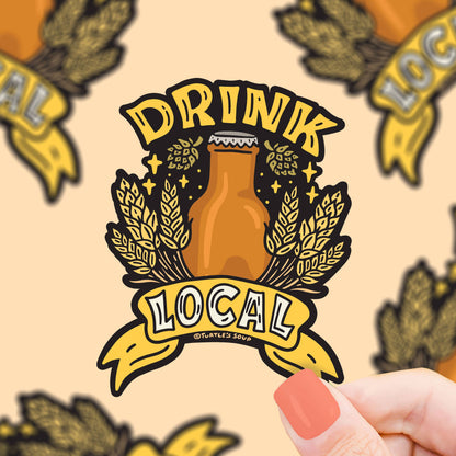 Drink Local Brewery Beer Drinker Vinyl Sticker