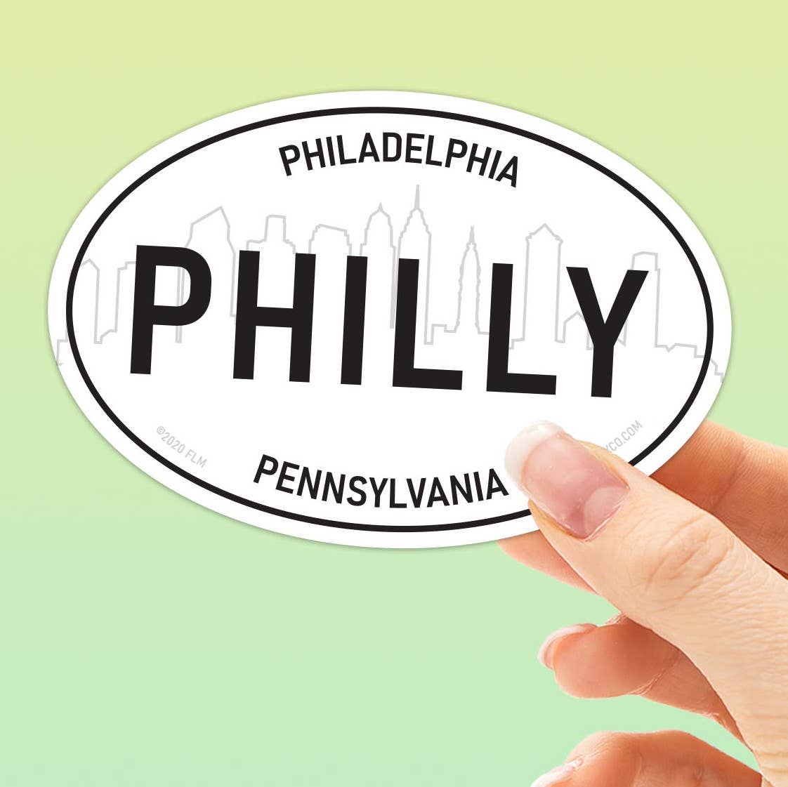 Philadelphia Skyline Philly White Oval Bumper Sticker