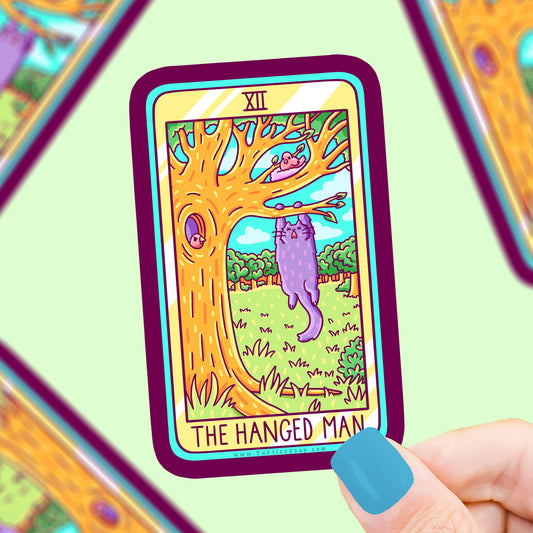 The Hanged Man Cat Major Arcana Tarot Card Vinyl Sticker