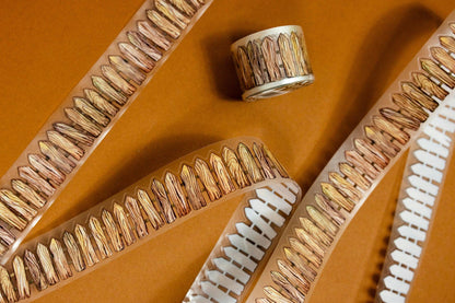 Transparent wooden fence tape strip rolls with clear backing and brown bristle edge