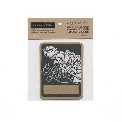 Bookplate Sticker Pack of 6 - PEONY
