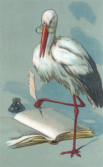 Postcard BY-86 Stork Preparing to Write