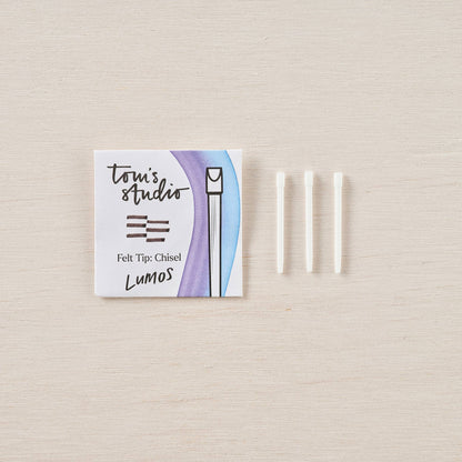 Lumos Studio felt tip chisel set, pack of 3 with white-bodied markers