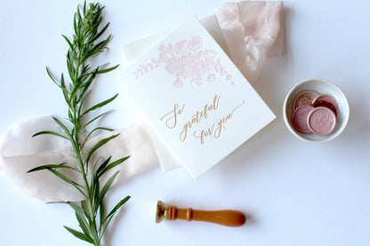 So Grateful For You Letterpress Greeting Card