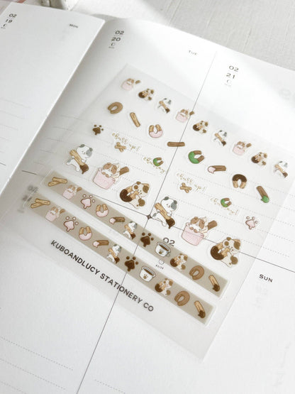 Cute Cats & Dog Clear Sticker Sheet