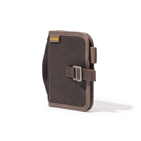 A7 field binder, charcoal fabric cover with side pocket and adjustable strap buckle