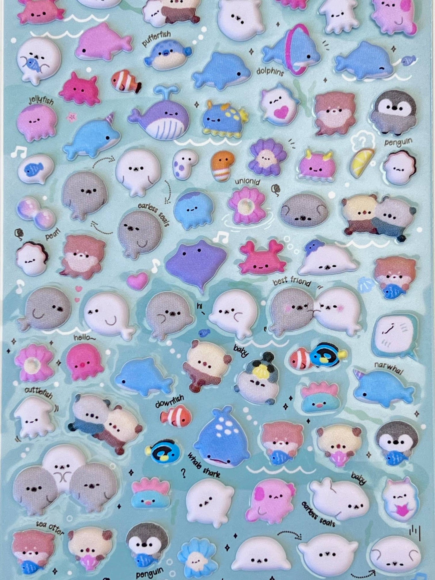 Tiny Animal Food Court Puffy Assorted Stickers