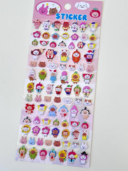 Tiny Animal Puffy Assorted Stickers