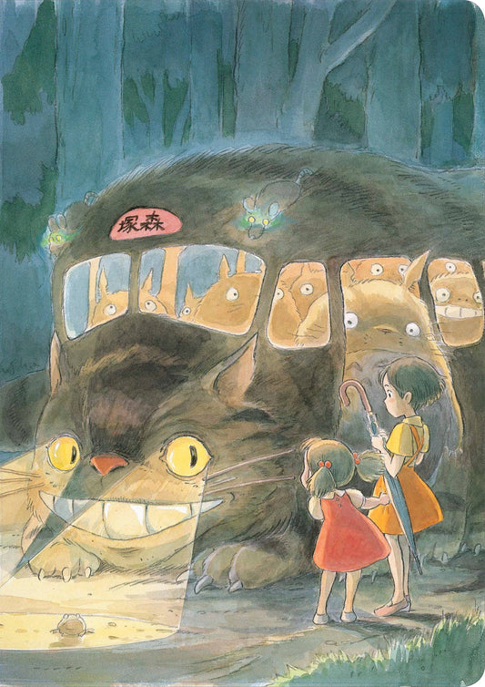 Totoro themed paperback journal with cat bus illustration on front cover