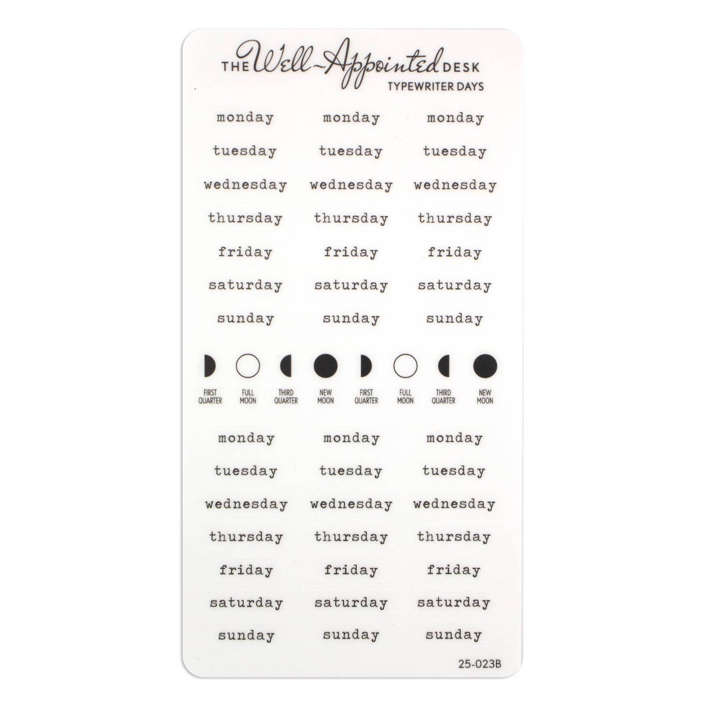 Typewriter Days Weekly Sticker Sheet (25-023)