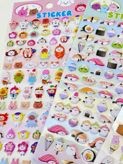 Tiny Animal Puffy Assorted Stickers