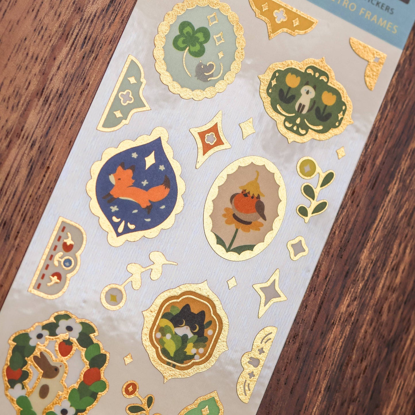 Sticker Sheet (Washi) - Retro Frames (Gold Foil)