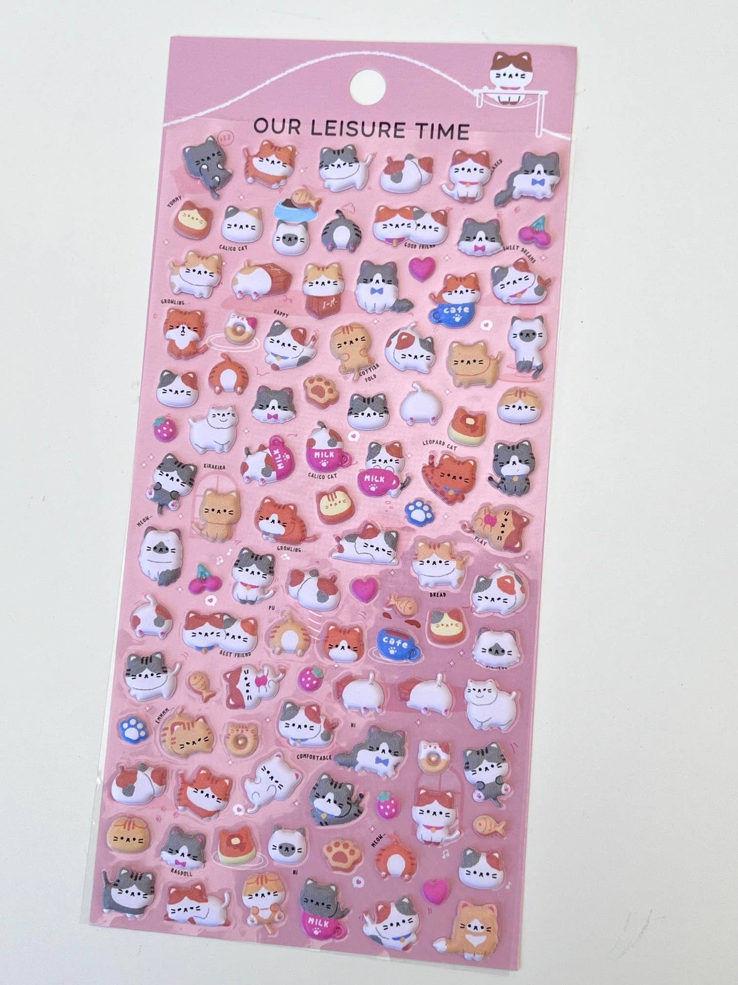 Tiny Animal Food Court Puffy Assorted Stickers