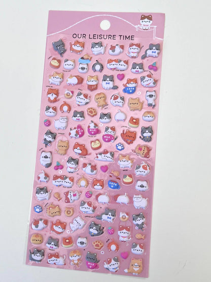 Tiny Animal Food Court Puffy Assorted Stickers