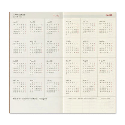 Calendar spread showing late-2027 and early-2028 weekly date blocks