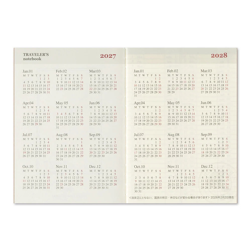 Two-year calendar pages showing 2027 and 2028 dates and weekdays