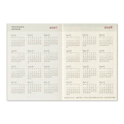 Two-year calendar pages showing 2027 and 2028 dates and weekdays