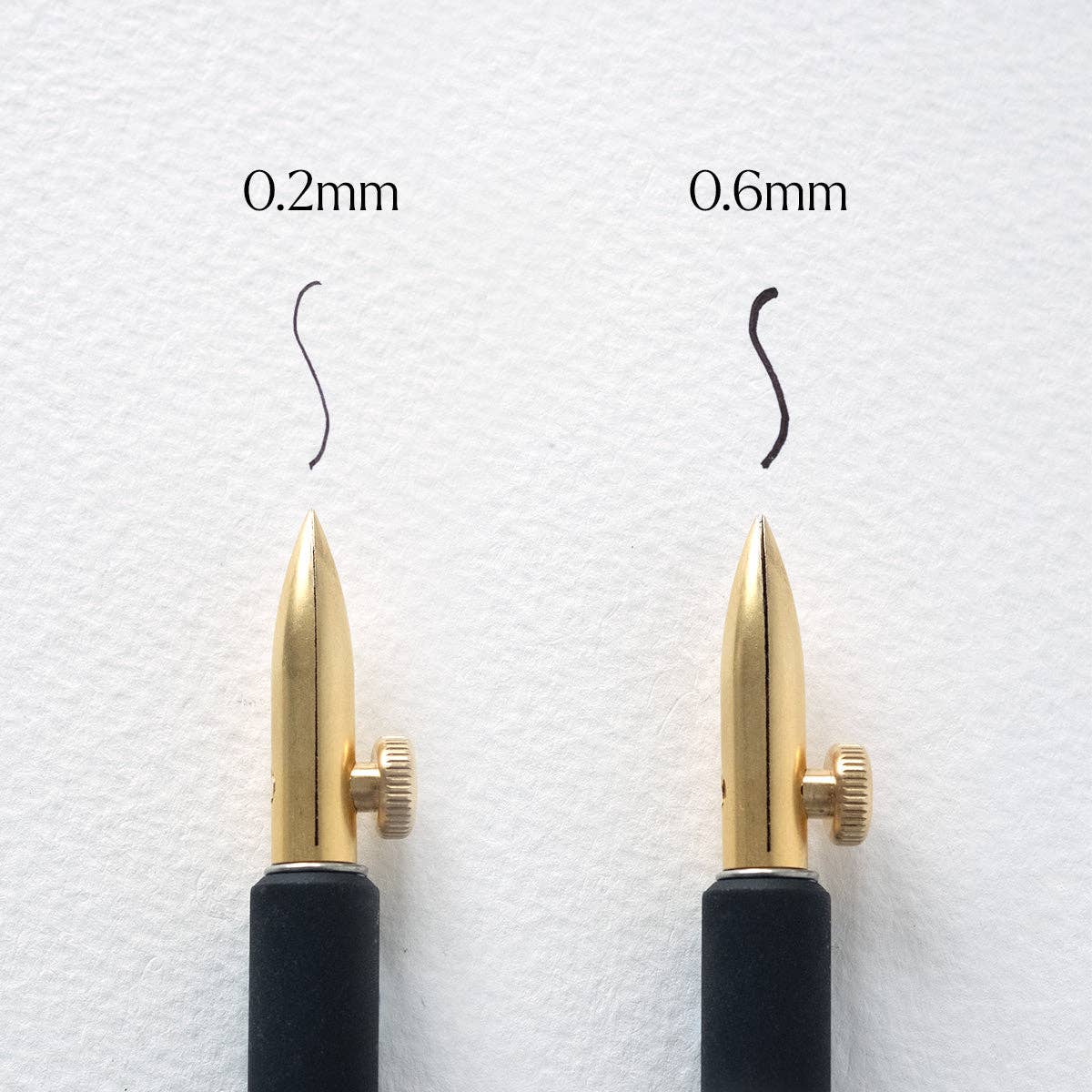 Gold dip pen set with black grips: 0.2mm and 0.6mm nib sizes