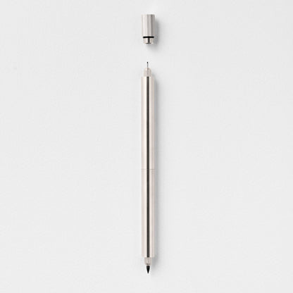 Stainless steel fountain pen with textured grip and single tip