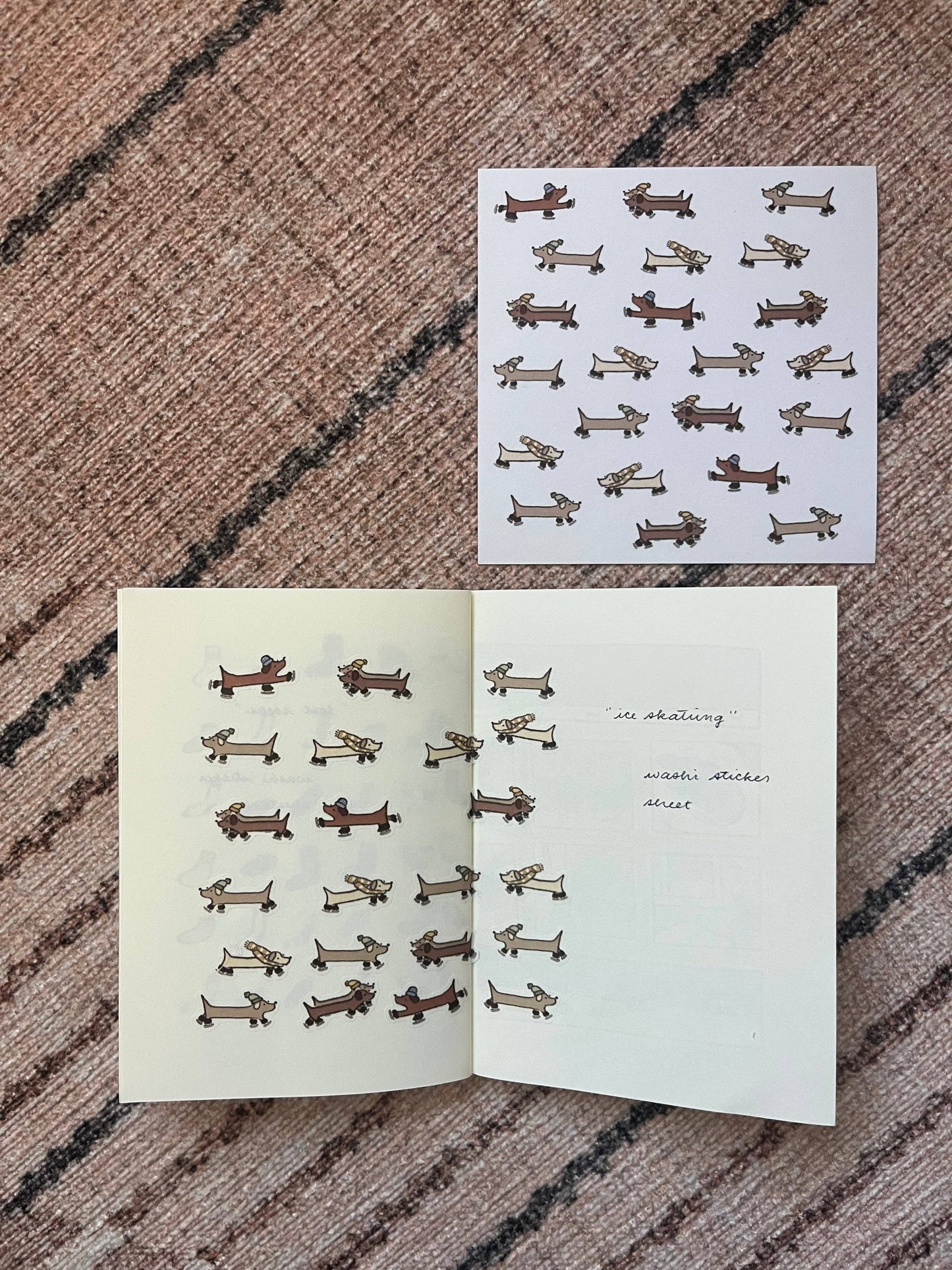 Ice skating dogs washi sticker sheet