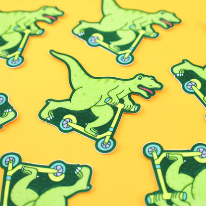 Scooting Dinosaur Scooter T Rex Cool Vinyl Sticker