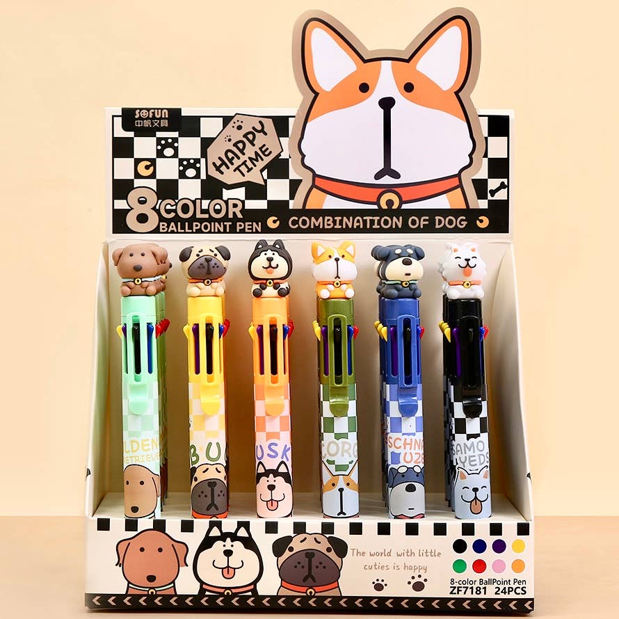Dog 8-Color Retractable Ball Pen