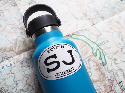 White Oval South Jersey Bumper Stickers - 3" & 4" NJ Decals