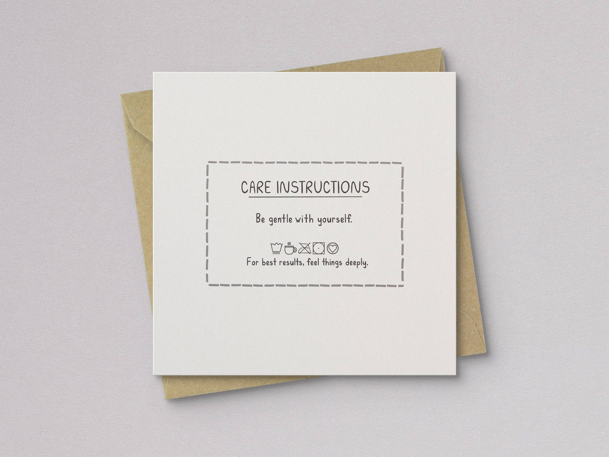 Care Instructions Encouragement Card - Letterpress Printed