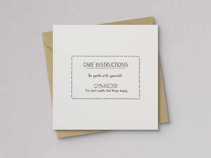 Care Instructions Encouragement Card - Letterpress Printed