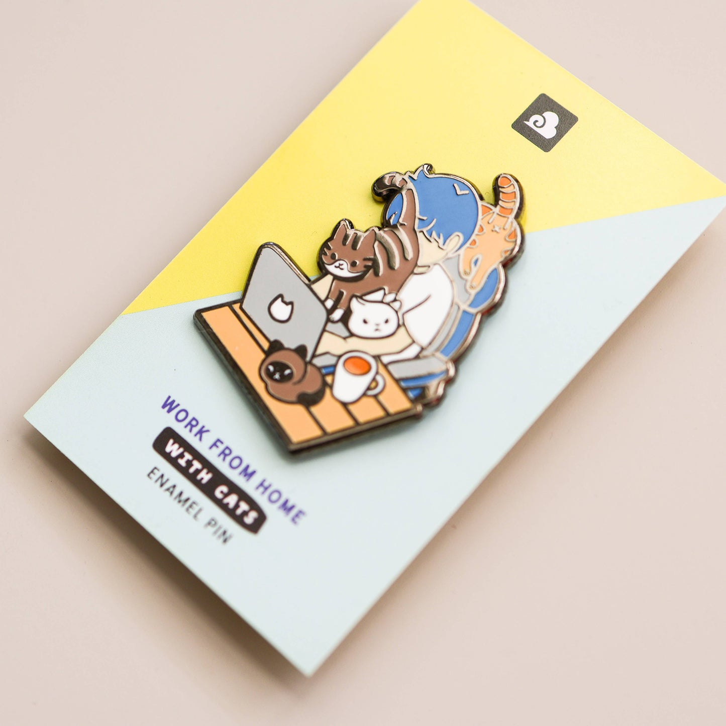 Enamel Pin - Work From Home with Cats