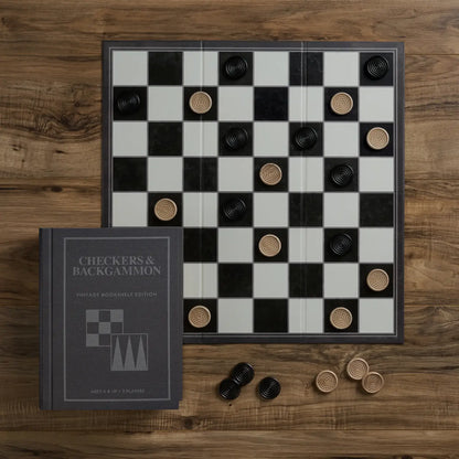 Checkers and Backgammon Vintage Book Shelf Edition