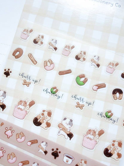 Kuboandlucy Stationery Co | Churro Dog Clear Sticker Sheet