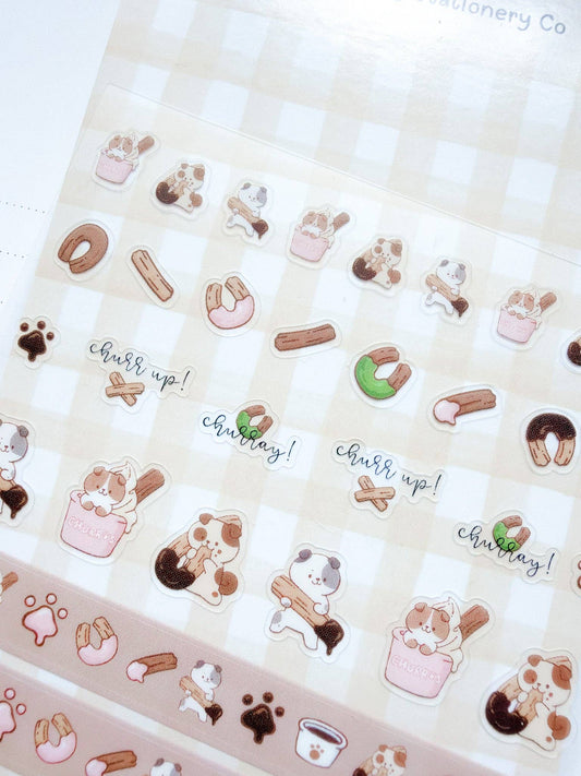 Kuboandlucy Stationery Co | Churro Dog Clear Sticker Sheet