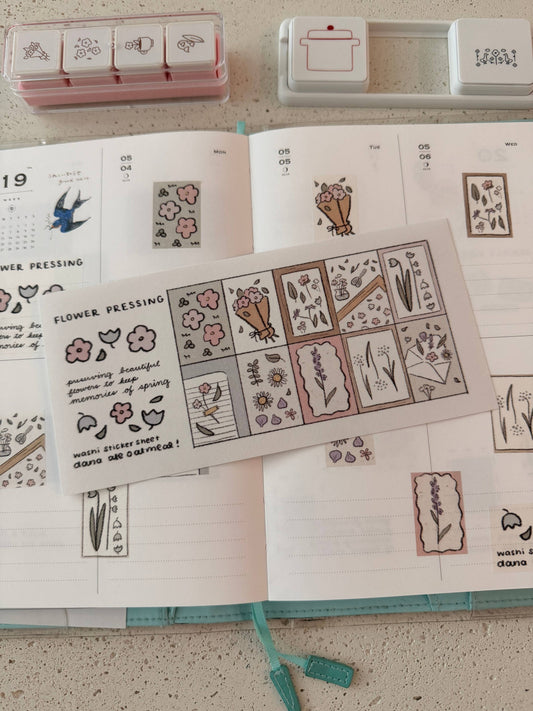 Flower pressing washi sticker sheet