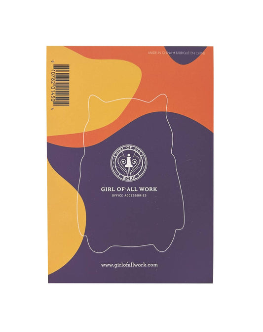Ghost cat die-cut sticky notes back, barcode and Girl of All Work seal