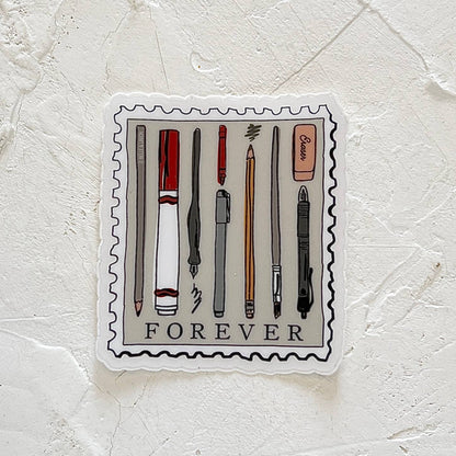 Pens & Pencils Forever postage stamp sticker