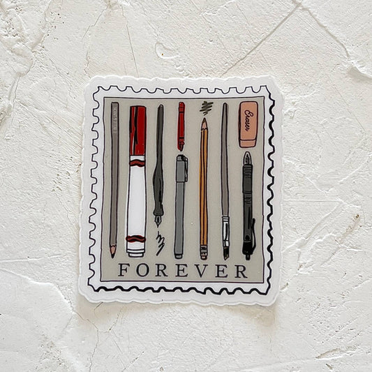 Pens & Pencils Forever postage stamp sticker