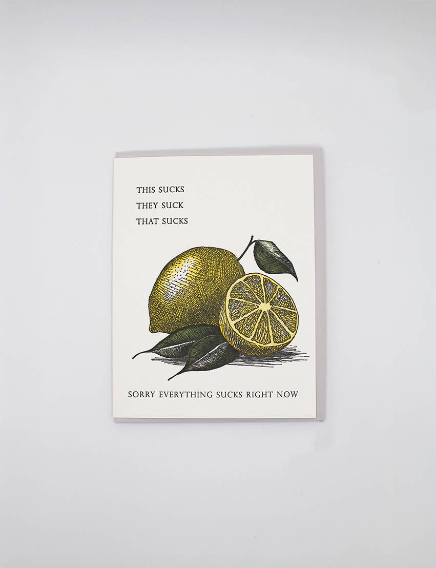 Sorry Everything Sucks Right Now Sympathy Letterpress Card