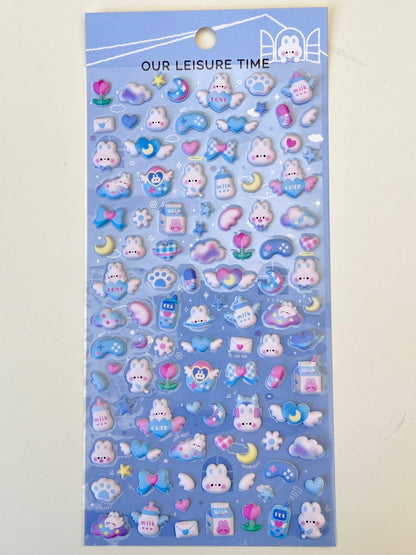 Tiny Animal Food Court Puffy Assorted Stickers