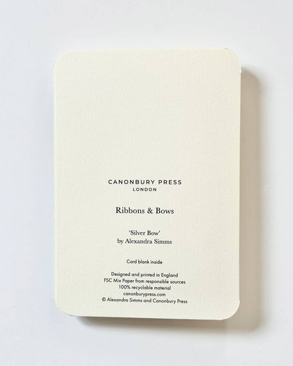 Silver Bow Greeting Card | Birthday Card | Luxury Cards