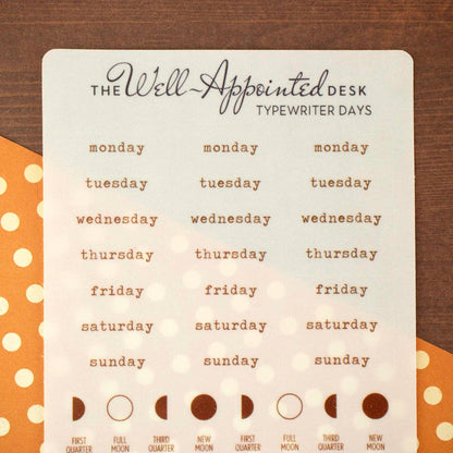 Typewriter Days Weekly Sticker Sheet (25-023)