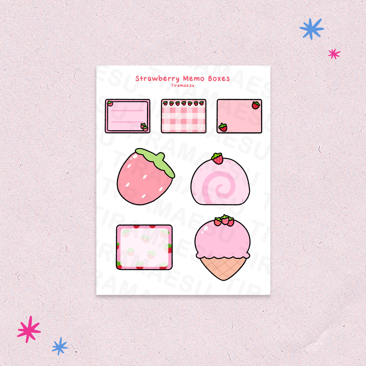 Strawberry Memo Box Stickers