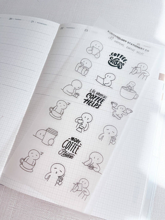 Kuboandlucy Stationery Co | Life Happens, Coffee Helps Sticker Sheet